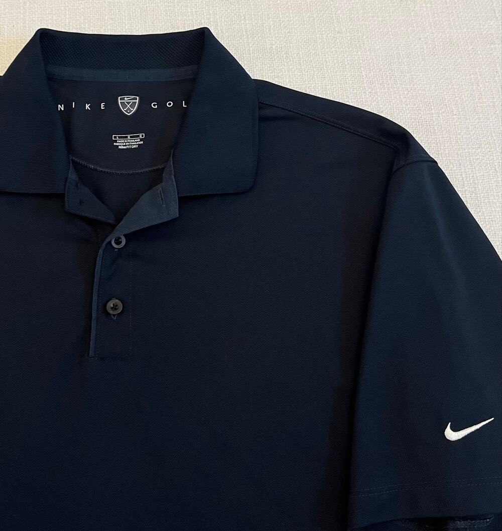 Nike Golf Men's Polo Shirt Size L Navy Blue Fit Dry Performance Short Sleeve EUC